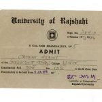 University of Rajshai Admit Card 1975